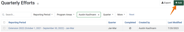 Add Quarterly Effort Menu Button